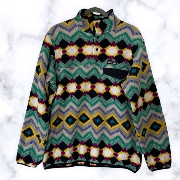 Patagonia Sweaters - Patagonia Synchilla large Navy Timber Twist green